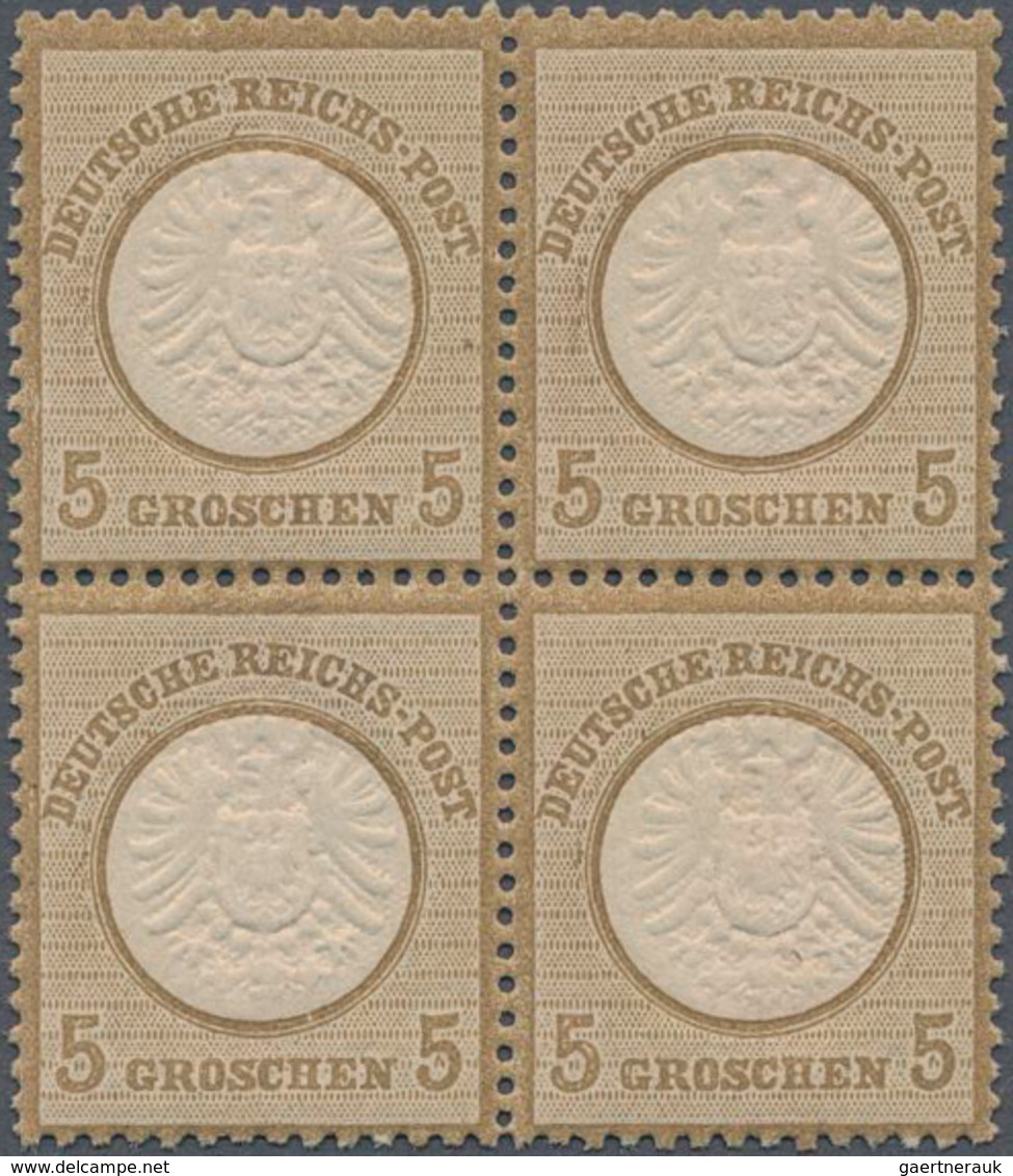 Deutsches Reich - Brustschild: 1872, 5 Gr. Postfrischer Unsignierter Zentrierter 4er-Block Und Marke - Neufs