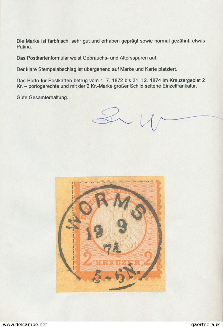 Deutsches Reich - Brustschild: 1872, 2 Kreuzer Orange Großer Schild Mit Klarem Und Zentrischem K1 "W - Neufs