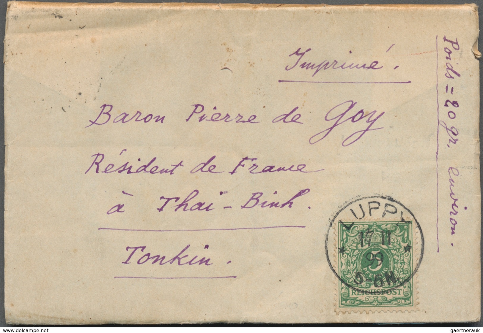 Deutsches Reich - Pfennig: 1880. 5 Pf. Grün Als Portogerechte Einzelfrankatur Auf Drucksache Von «Lu - Briefe U. Dokumente