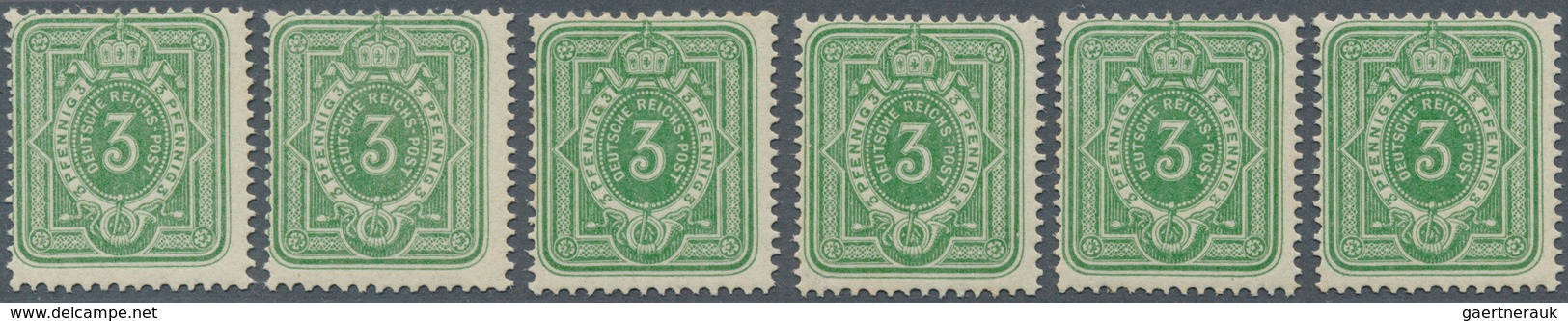 Deutsches Reich - Pfennig: 1880, Sechsmal "3 Pfennig" Gelblichgrün Aus Der Frühauflage, Alle Einwand - Covers & Documents