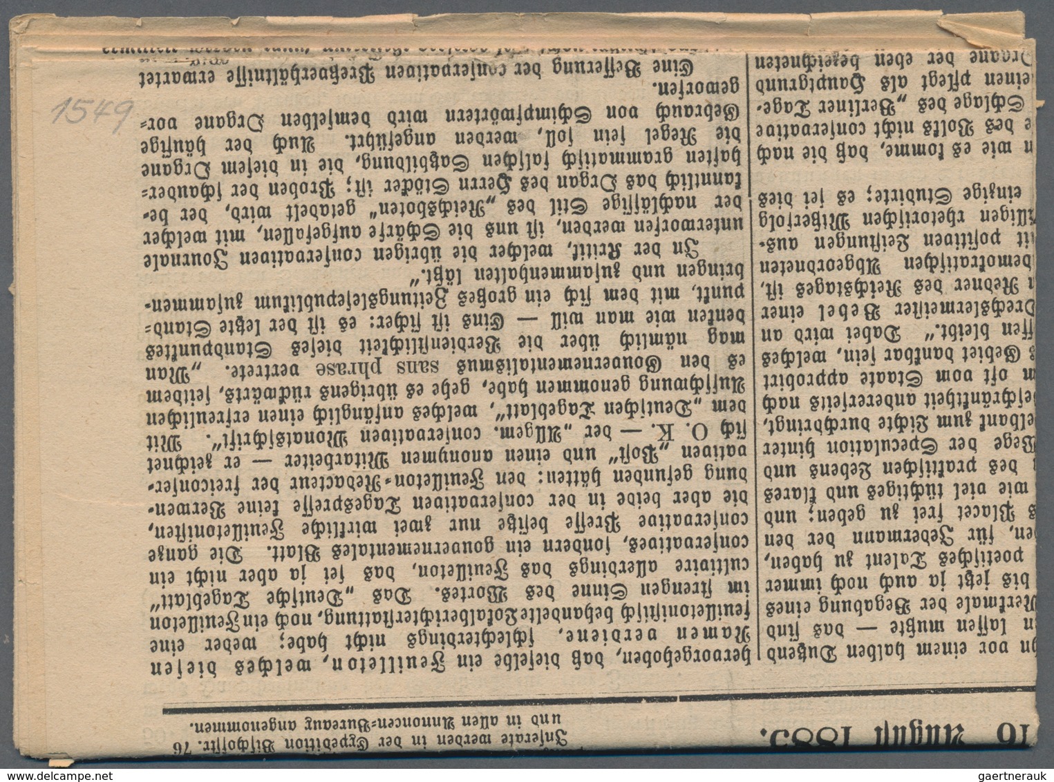 Deutsches Reich - Pfennig: 1885, Deutsches Reich 3 Pfg. Auf Kompletter Zeitungs "Liberale Neisser Ze - Covers & Documents