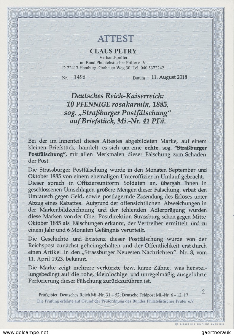 Deutsches Reich - Pfennig: 1880, 10 Pfg "Straßburger Postfälschung" Auf Bildschönem Liebhaber-Briefs - Lettres & Documents