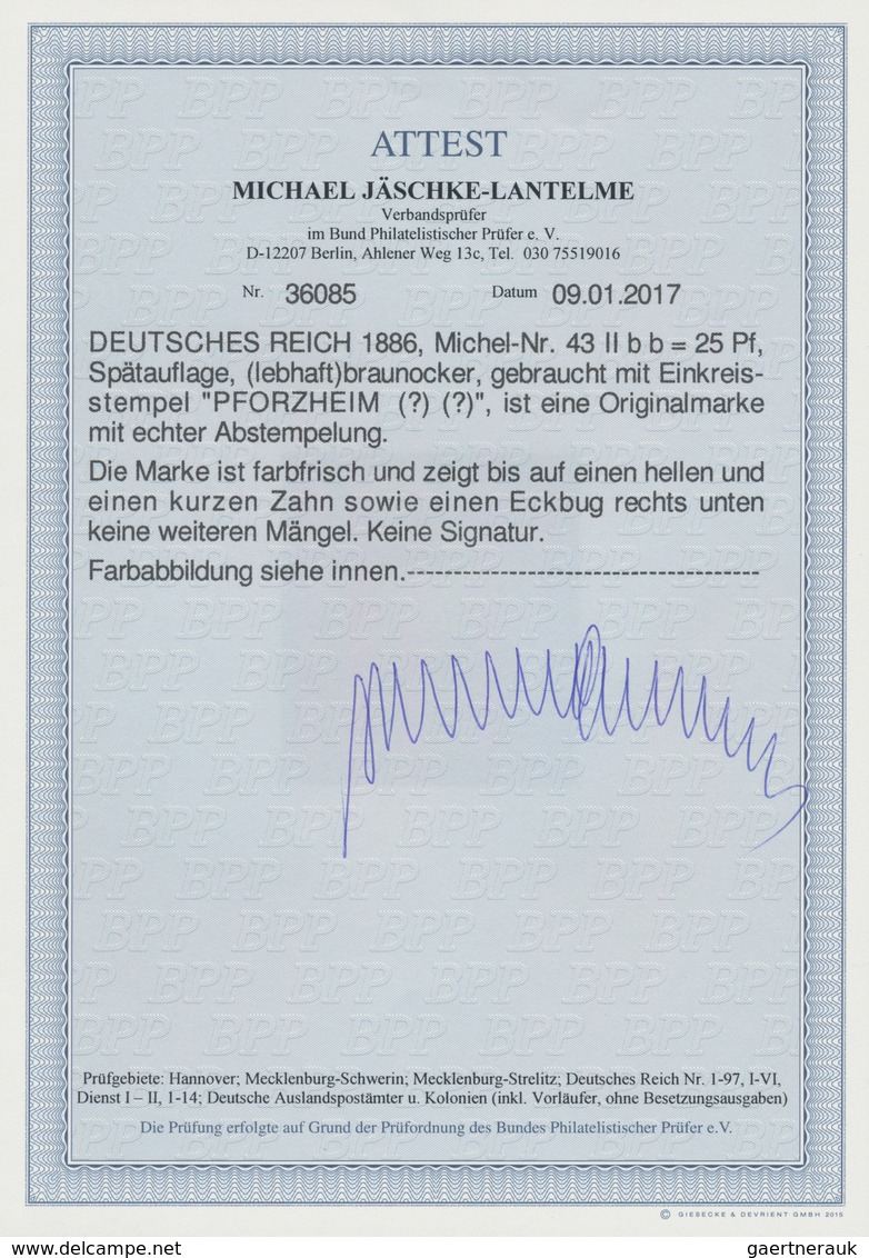 Deutsches Reich - Pfennig: 1880, 25 Pfg. Lebhaftbraunocker, Sauber Gestempeltes Exemplar "PFORZHEIM" - Lettres & Documents