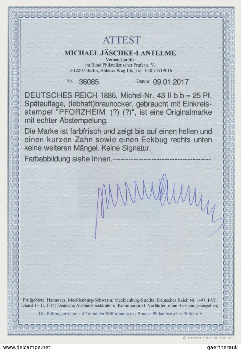 Deutsches Reich - Pfennig: 1880, 25 Pfg. Lebhaftbraunocker, Sauber Gestempeltes Exemplar "PFORZHEIM" - Briefe U. Dokumente