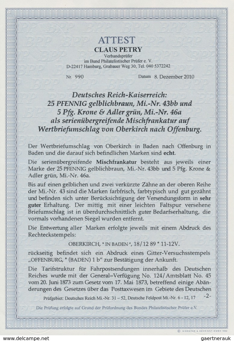 Deutsches Reich - Pfennig: 1880, 25 Pfg. Gelblichbraun/braunocker Zusammen Mit 5 Pf. Krone/Adler Als - Briefe U. Dokumente