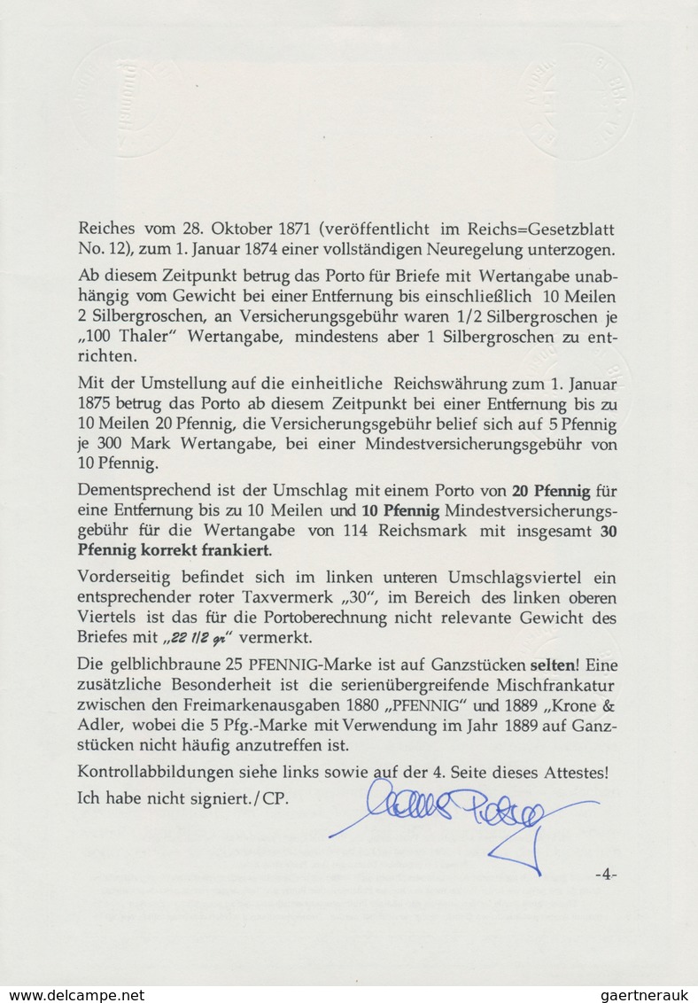 Deutsches Reich - Pfennig: 1880, 25 Pfg. Gelblichbraun/braunocker Zusammen Mit 5 Pf. Krone/Adler Als - Lettres & Documents