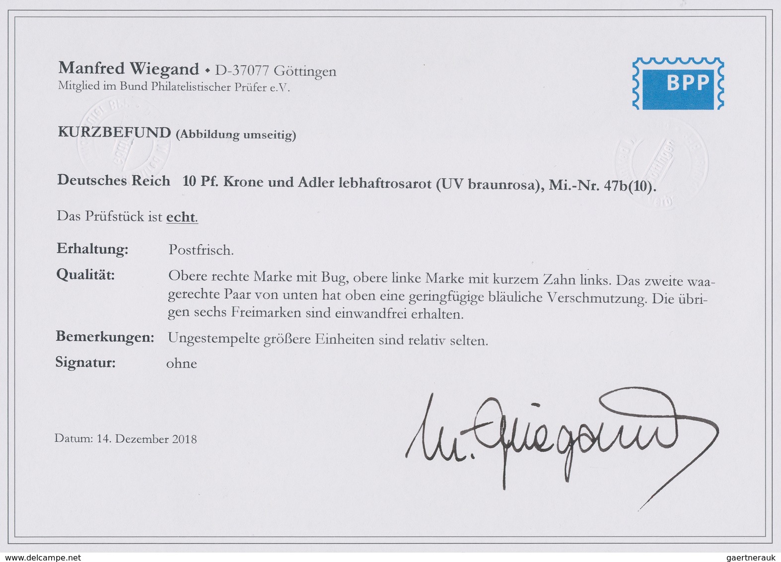 Deutsches Reich - Krone / Adler: 1889, Postfrischer 10-er-Block 10 Pfg. Krone/Adler Lebhaftrosarot. - Neufs