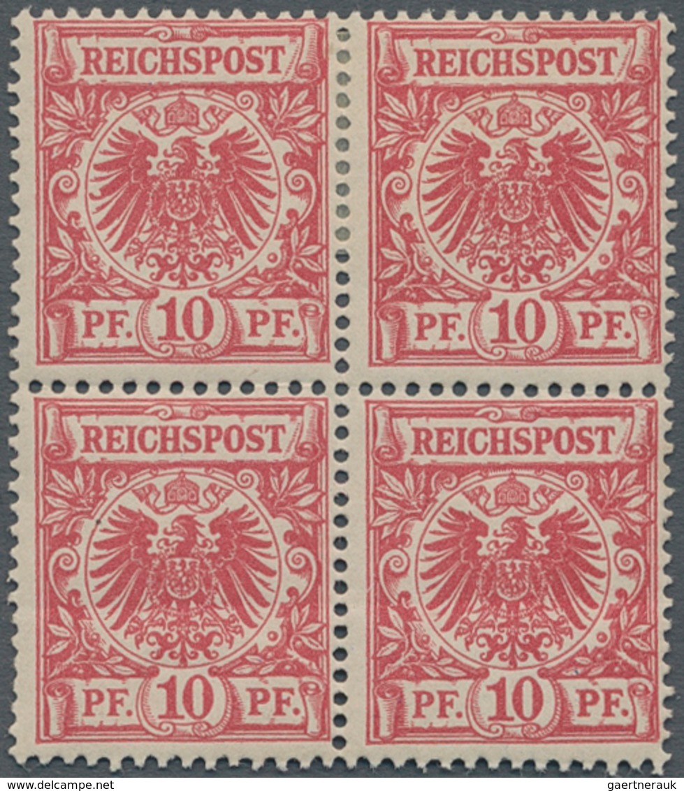 Deutsches Reich - Krone / Adler: 1889, 10 Pfg. Krone/Adler Mittelrot (UV Dunkelgelb) Im Viererblock. - Ungebraucht
