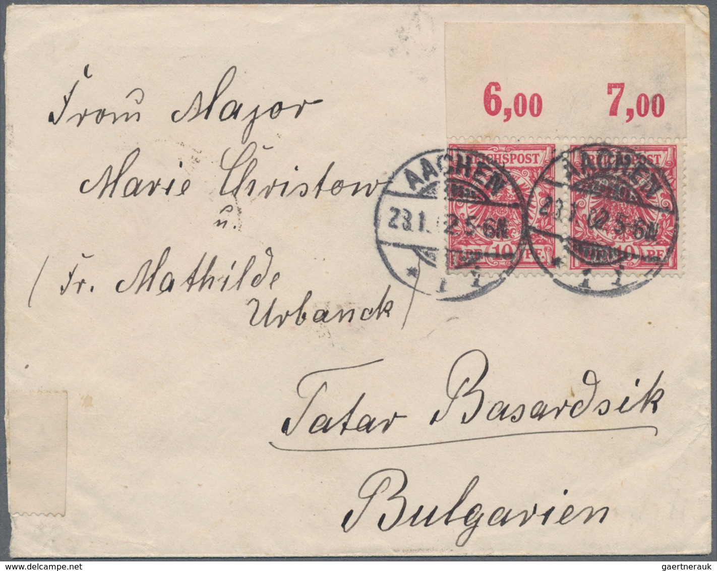 Deutsches Reich - Krone / Adler: 1889, 10 Pfg. Lebhaftlilarot, Waagrechtes Paar Vom Oberrand Als Por - Ungebraucht