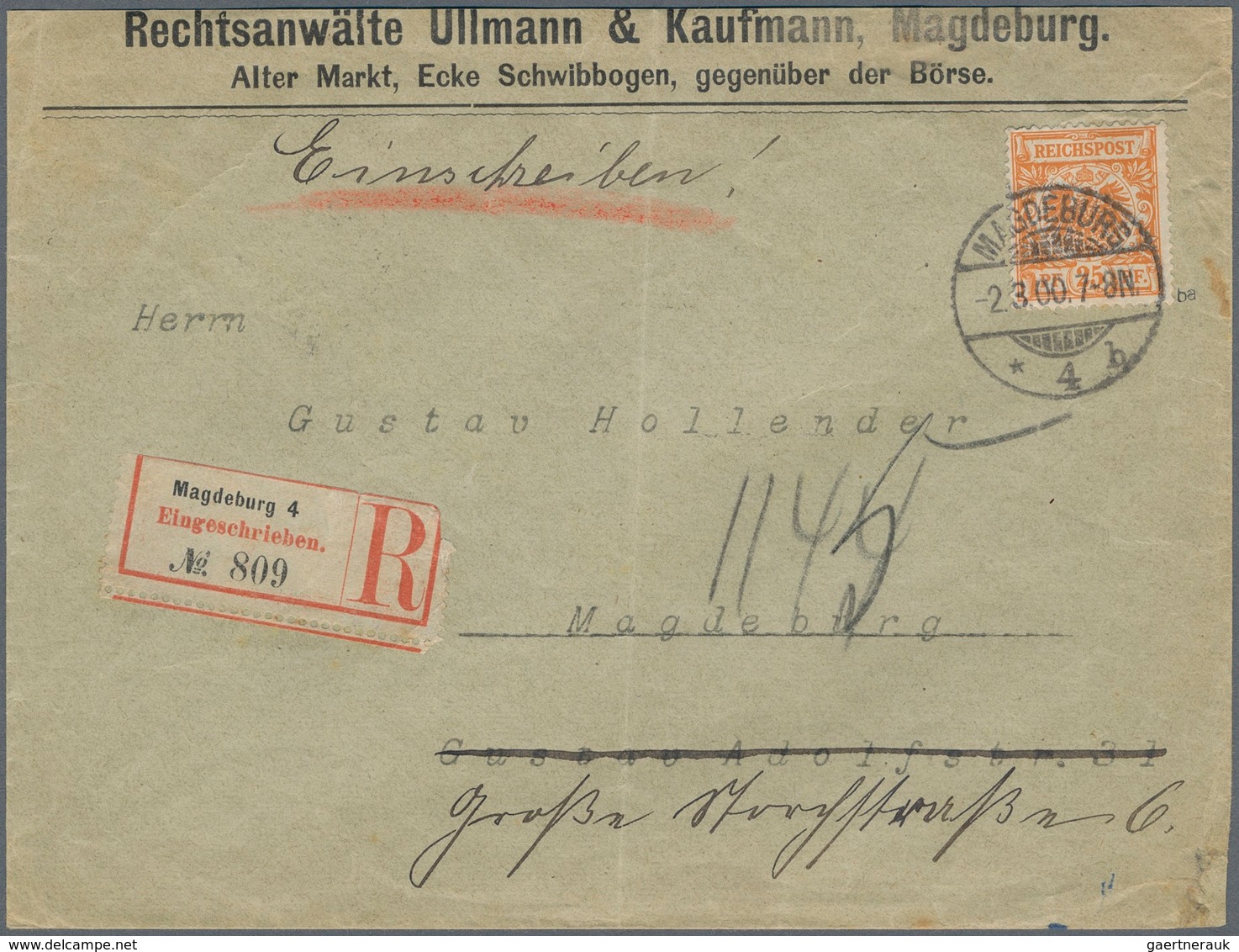 Deutsches Reich - Krone / Adler: 1900, 25 Pfg. Dunkelorange, Portogerechte Einzelfrankatur Auf Orts- - Ungebraucht