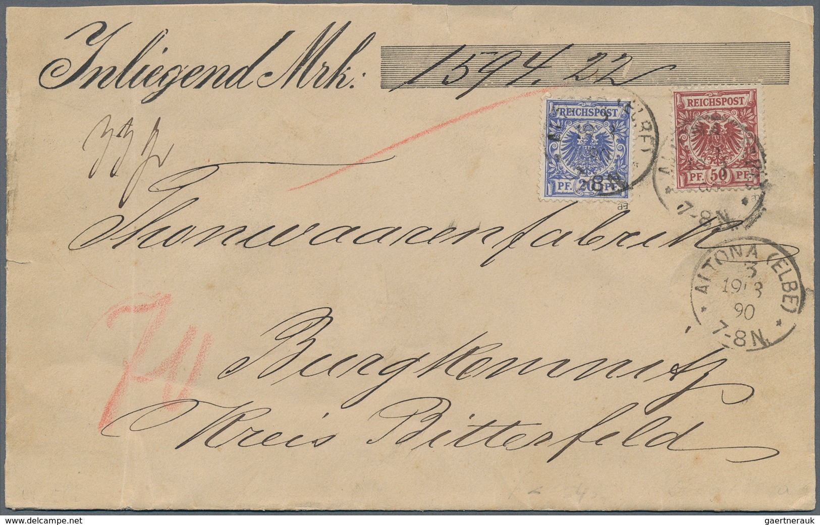 Deutsches Reich - Krone / Adler: 1890, 50 Pfg. Dunkelbräunlichrot Und 20 Pfg. Lebhaftlilaultramarin, - Unused Stamps