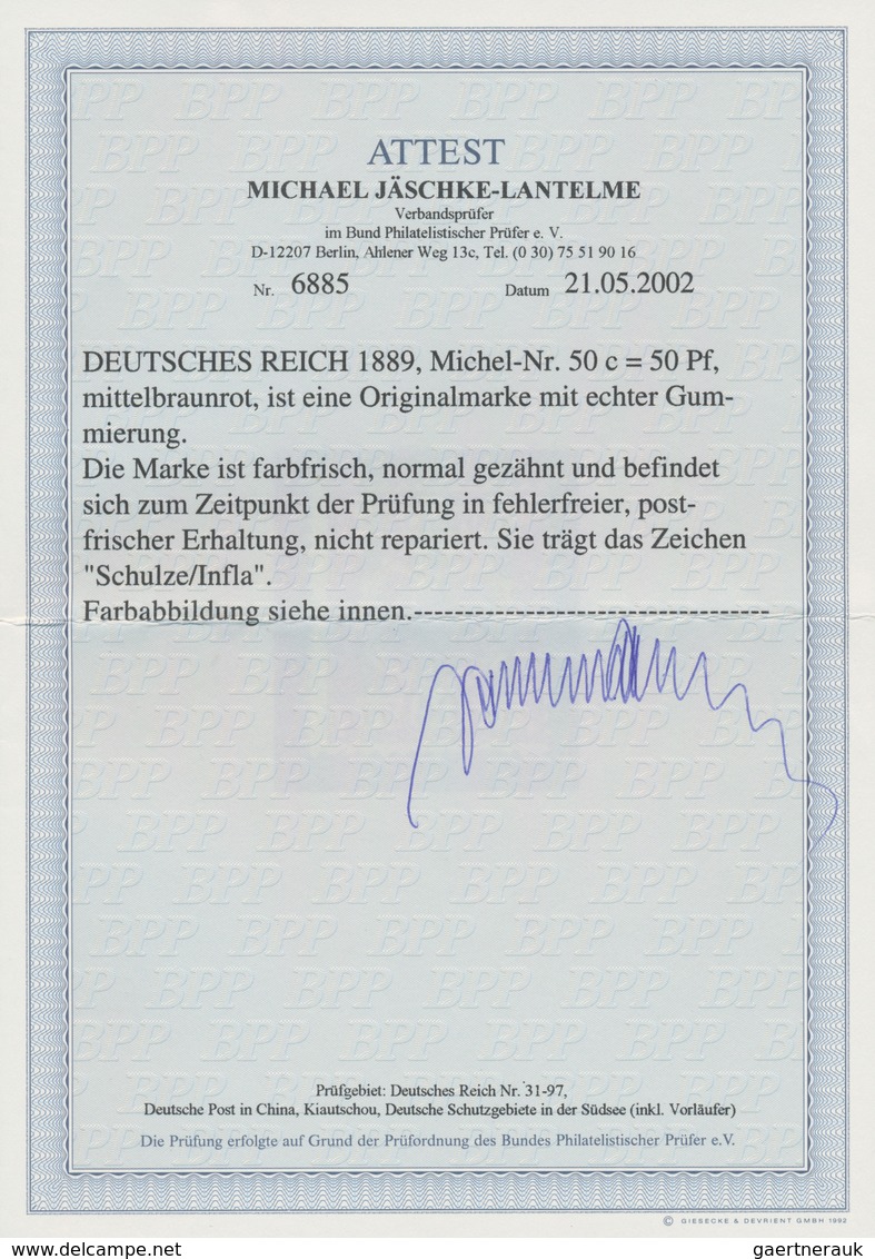 Deutsches Reich - Krone / Adler: 1890, 50 Pfg. Mittelbraunrot, Farbfrische Und Normal Gezähnte Marke - Ungebraucht