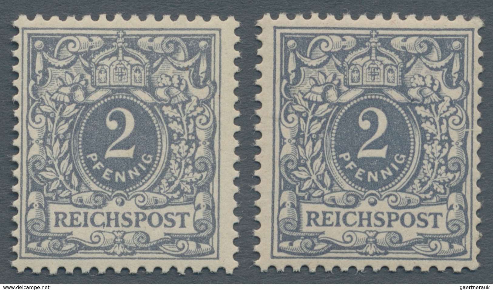 Deutsches Reich - Krone / Adler: 1900, 2 Pfg. Grau, Zwei Werte Mit Plattenfehler I "REIGHSPOST" Bzw. - Ungebraucht