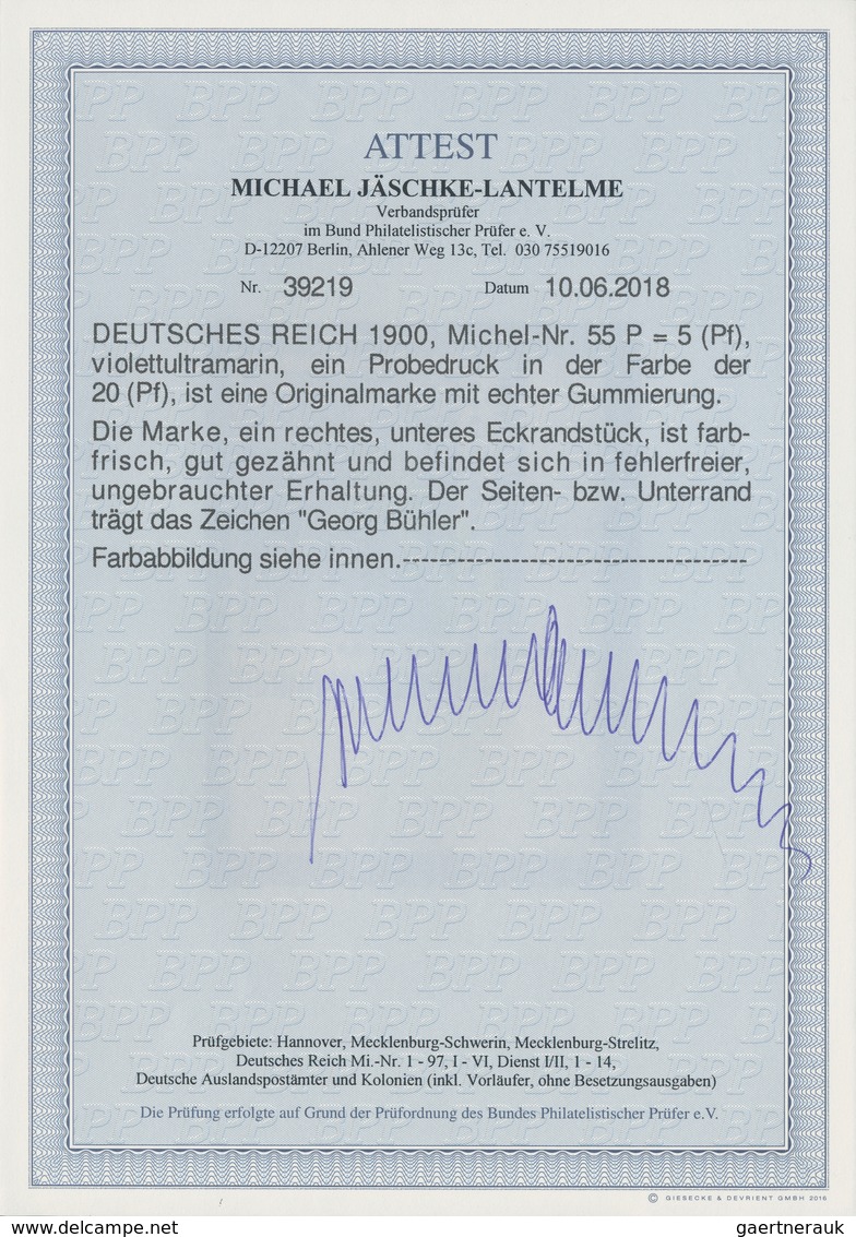 Deutsches Reich - Germania: 1900, 5 Pfg. Germania Reichspost, Seltener Probe- Bzw. Versuchsdruck In - Neufs