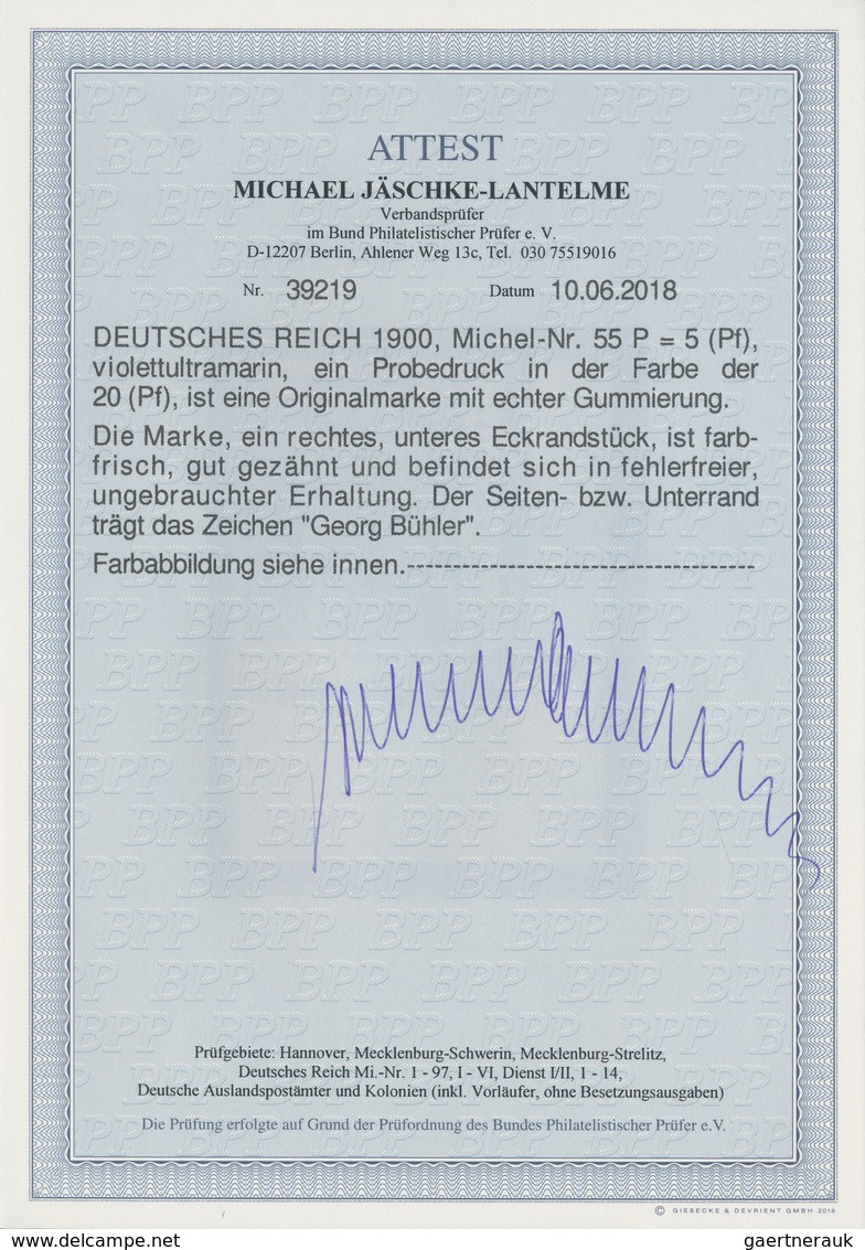 Deutsches Reich - Germania: 1900, 5 Pfg. Germania Reichspost, Seltener Probe- Bzw. Versuchsdruck In - Ungebraucht