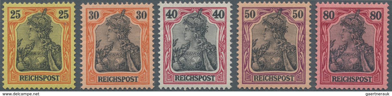 Deutsches Reich - Germania: 1900, 25-80 Pfg. Germania Reichspost Ungebraucht Mit Sogenannter "fetter - Ungebraucht