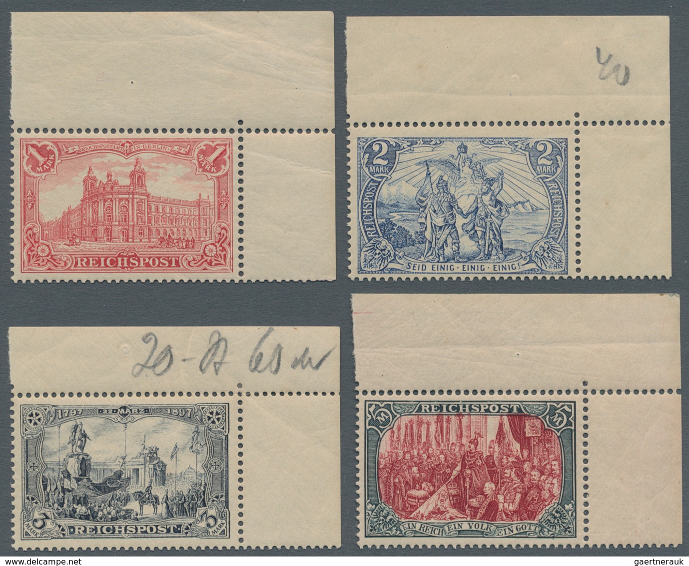 Deutsches Reich - Germania: 1900, 1 M. - 5 M. Reichspost In Type II, Kompletter Satz Einheitlich Aus - Unused Stamps