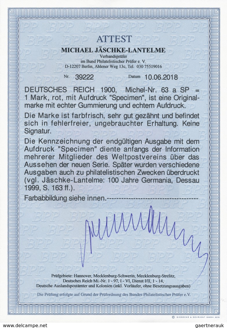 Deutsches Reich - Germania: 1900, 1 M. Reichspost Rot, Ungebrauchtes Einwandfreies Stück Mit Aufdruc - Ungebraucht