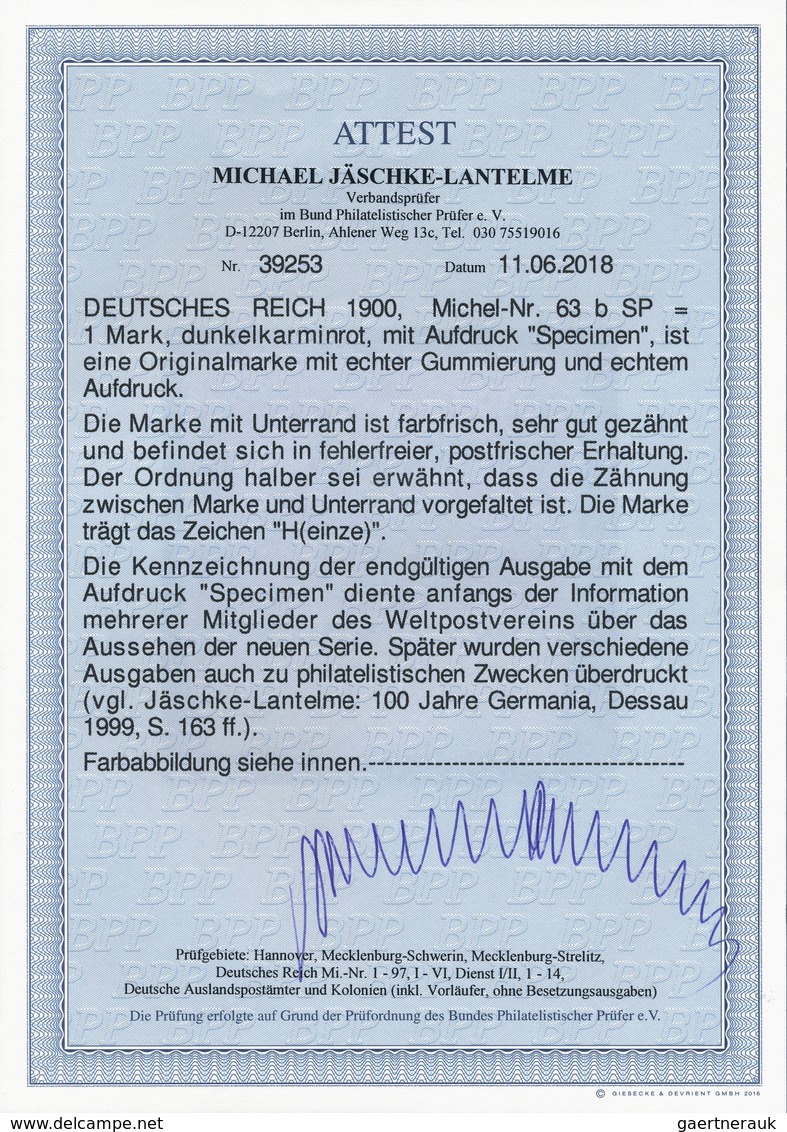 Deutsches Reich - Germania: 1900, 1 M. Reichspost In Der Guten Farbvariante Dunkelkarminrot, Postfri - Ungebraucht
