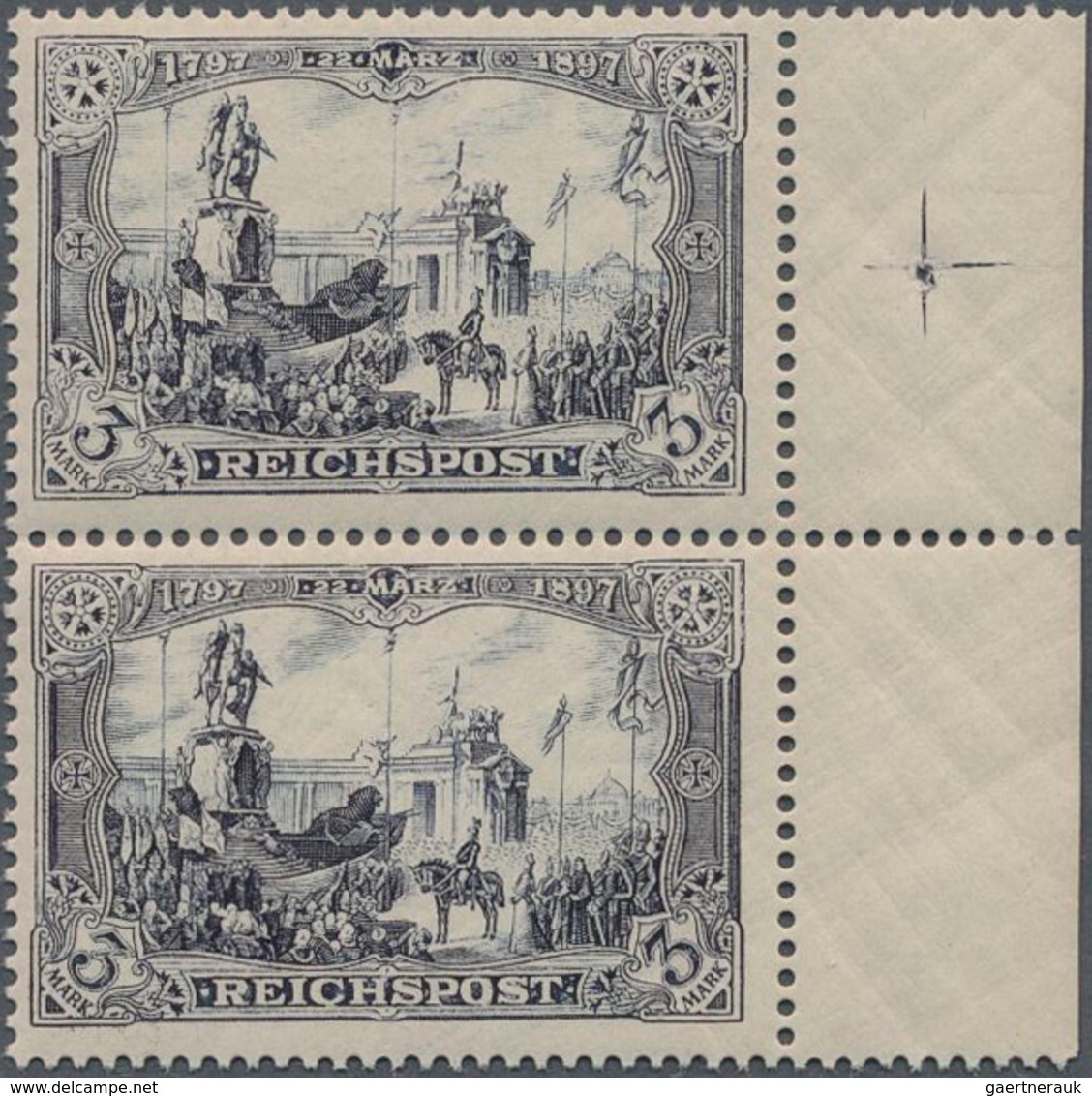 Deutsches Reich - Germania: 1900, 3 M. "Gemälde Nord Und Süd" Taufrisches Ungefaltetes Postfrisches - Unused Stamps