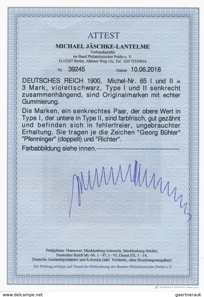 Deutsches Reich - Germania: 1900, 3 M. Reichspost "Enthüllung Des Denkmals", Senkrechtes, Farbfrisch - Unused Stamps