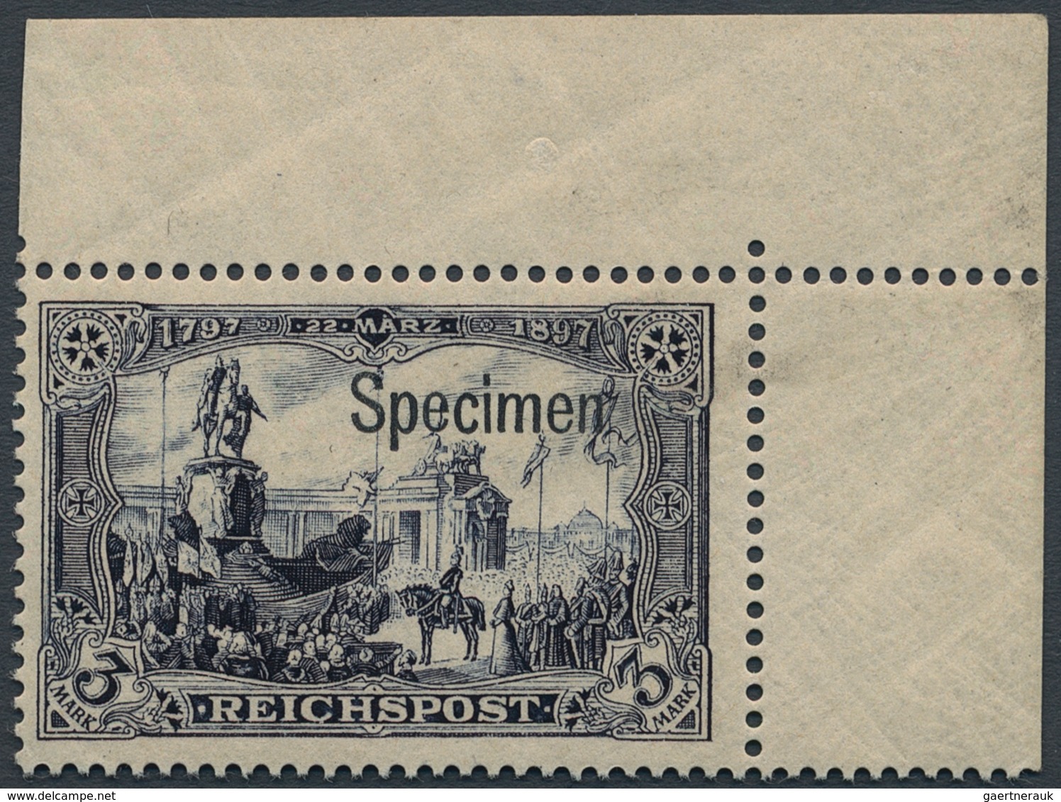 Deutsches Reich - Germania: 1900, 3 M. Denkmal Kaiser Wilhelm Reichspost In Type I, Postfrisches, Ei - Unused Stamps