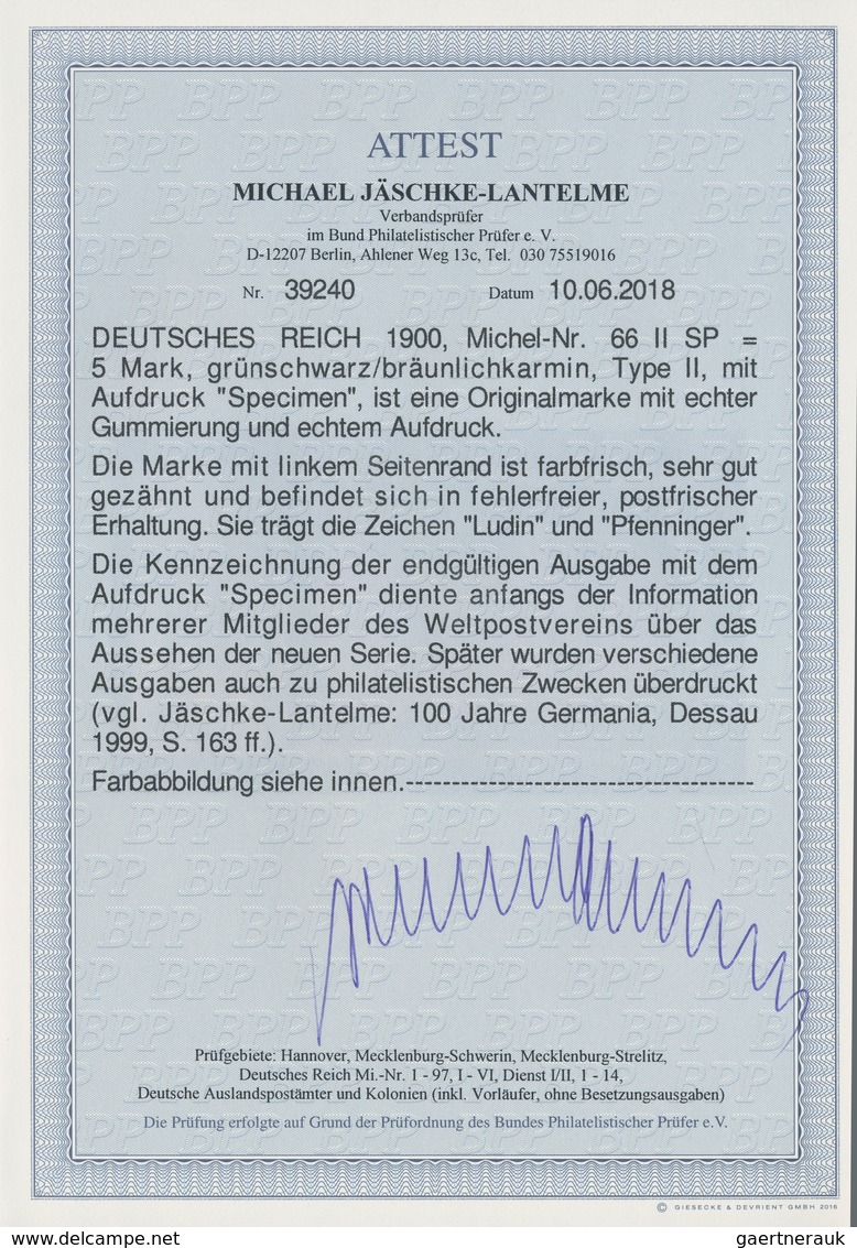 Deutsches Reich - Germania: 1900, 5 M. Reichspost Reichsgründungsfeier, Postfrisches Linkes Randstüc - Ungebraucht