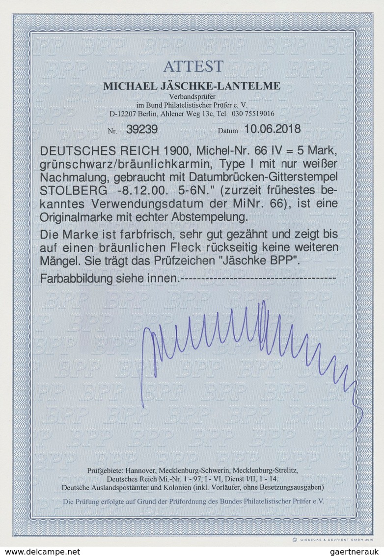 Deutsches Reich - Germania: 1900, 5 Mark Reichspost "Reichsgründungsfeier" In Der Besseren Type IV G - Ungebraucht