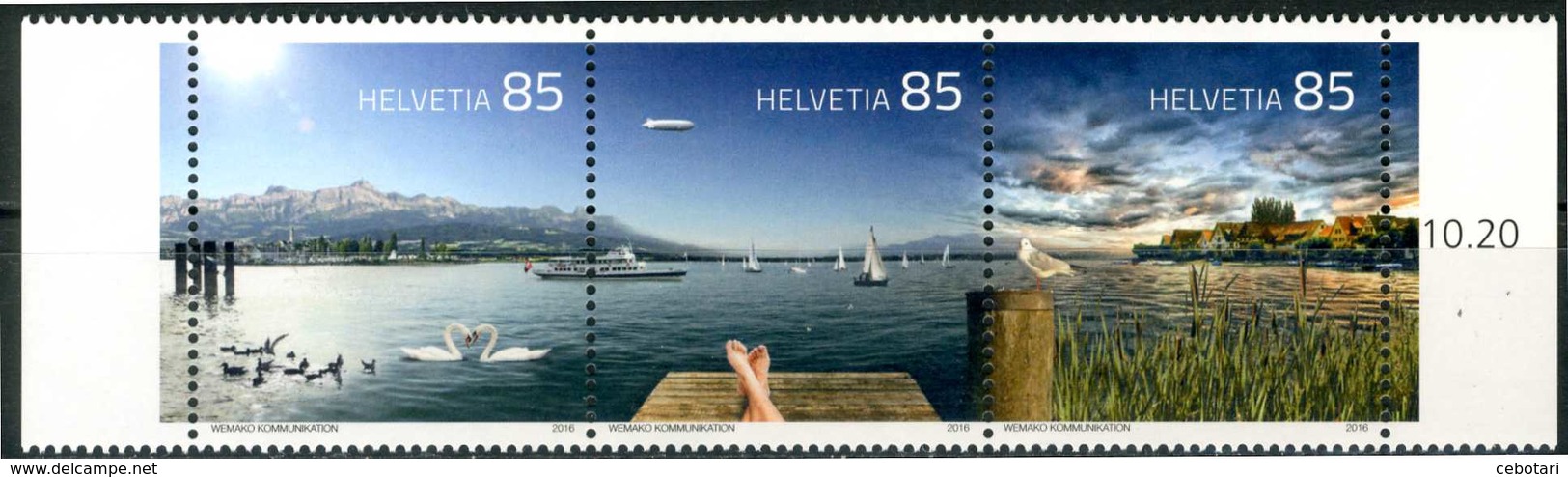 SVIZZERA / HELVETIA 2016** - Lago Di Costanza - Striscia Di 3 Val. MNH, Come Da Scansione. - Altri & Non Classificati