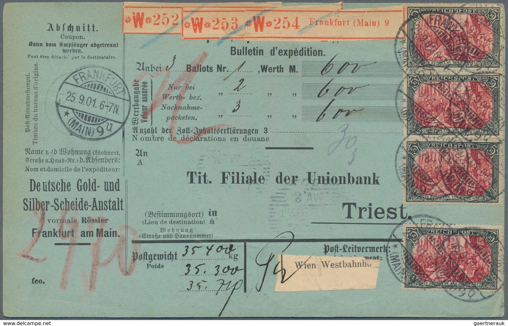 Deutsches Reich - Germania: 1900, 5 M Grünschwarz/bräunlichkarmin "Reichspost", Type I, Mit Nachmalu - Ungebraucht