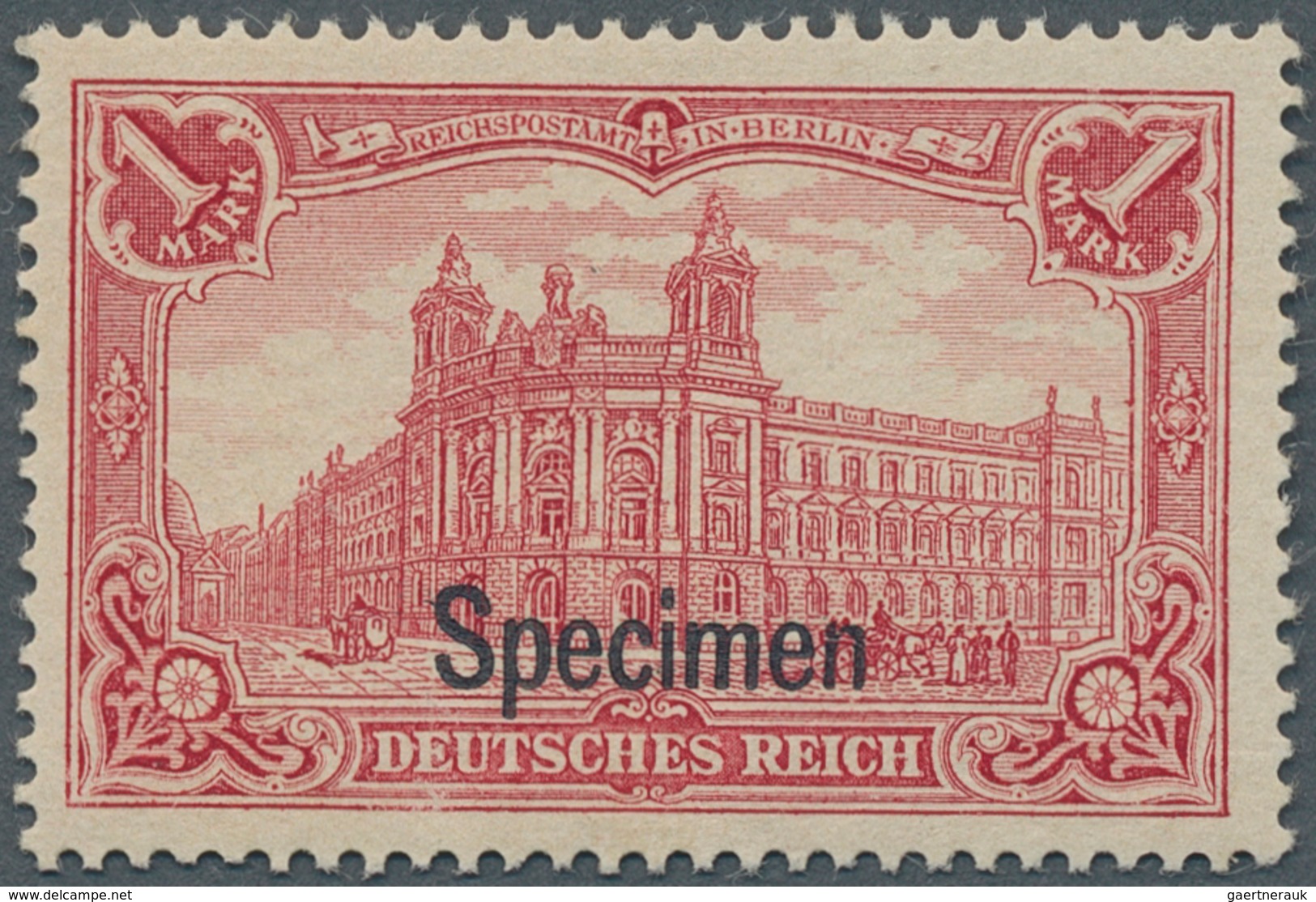 Deutsches Reich - Germania: 1902, 1 M. Reichspostamt Dunkelkarminrot Mit 26:17 Zähnungslöchern, Aufd - Neufs