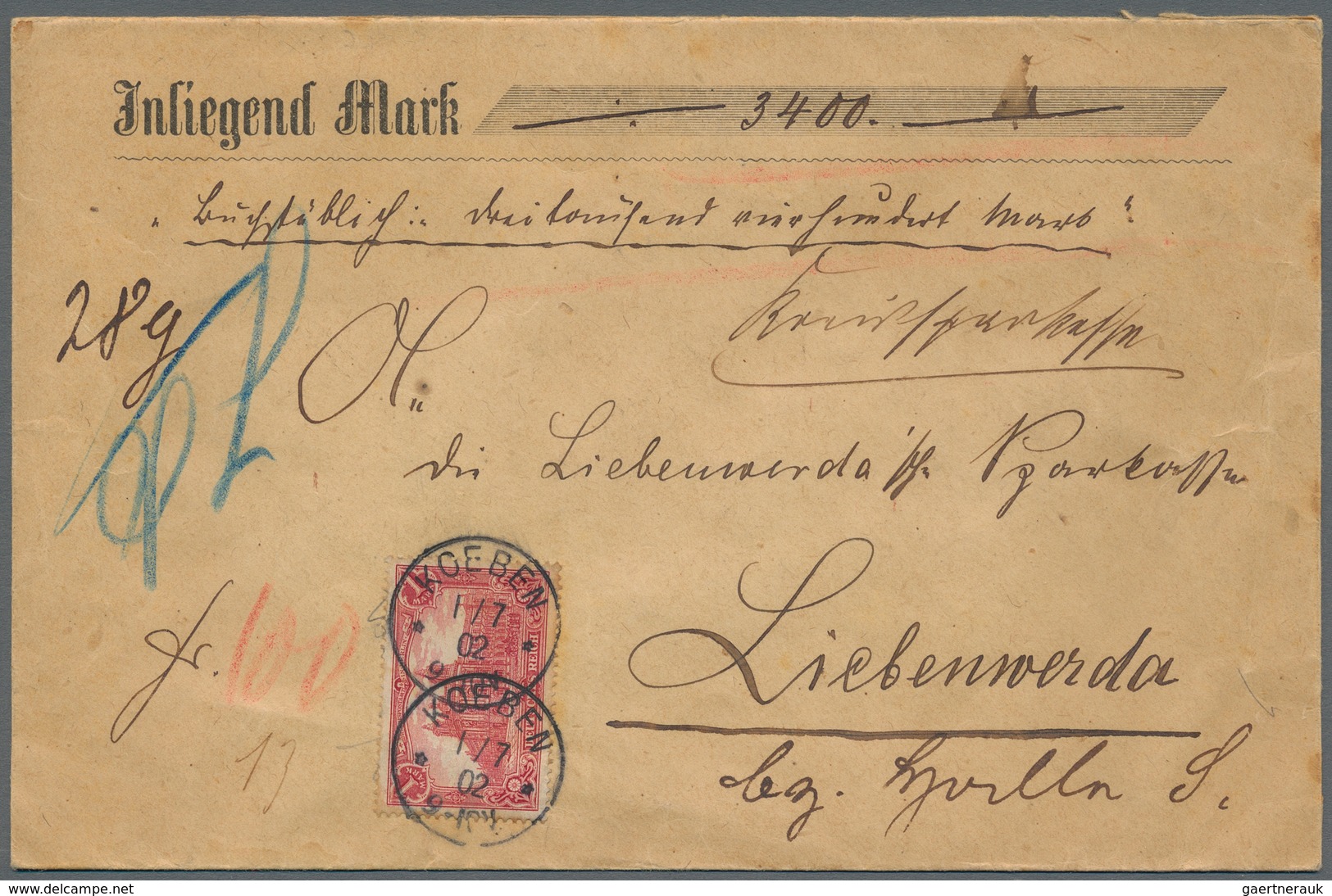Deutsches Reich - Germania: 1902, 1 M. Dunkelkarminrot (leuchtend Gelblichrot Quarzend), 26:17 Zähnu - Ungebraucht