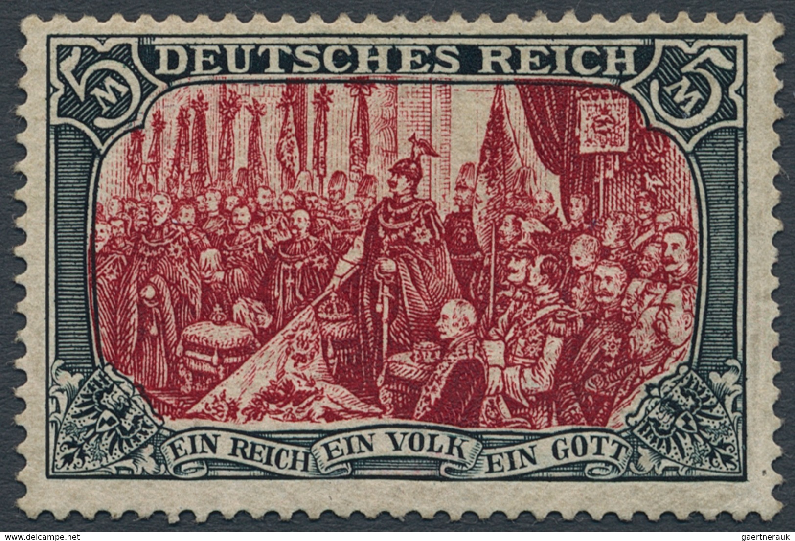 Deutsches Reich - Germania: 1902, 5 M. Reichsgründungsfeier Grünschwarz/dunkelkarmin Ungebraucht, So - Unused Stamps