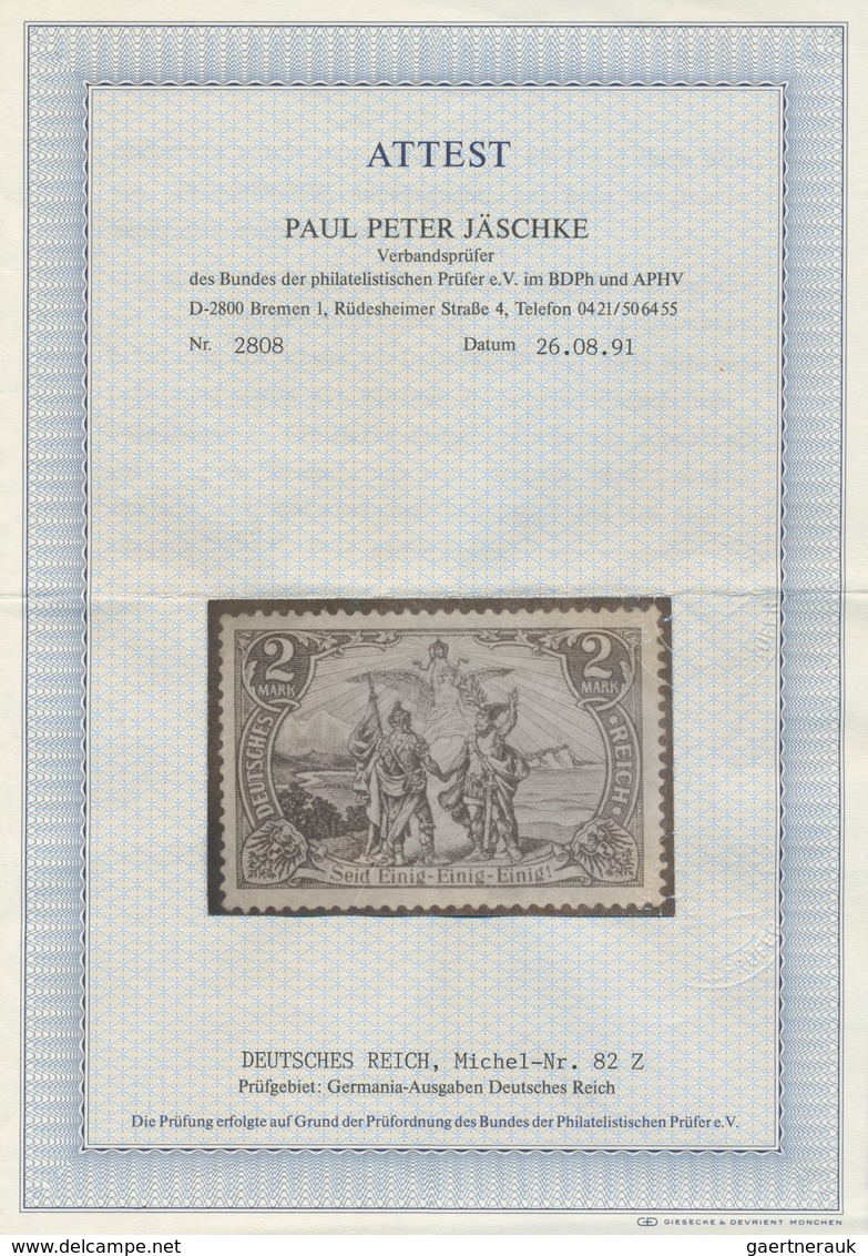 Deutsches Reich - Germania: 2 M. Mit Lateinischer Inschrift Und Strahlen Längst Gestreift, Sogen. Zw - Unused Stamps