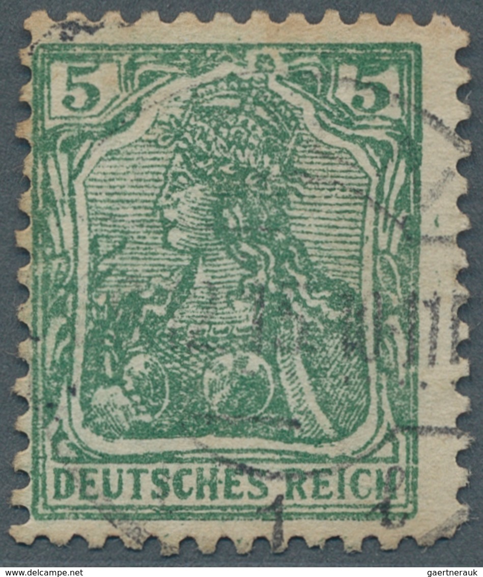 Deutsches Reich - Germania: 1915, 5 Pfg. Dunkelopalgrün, Roher Steindruck, Ohne Wz., Linienzähnung 1 - Unused Stamps