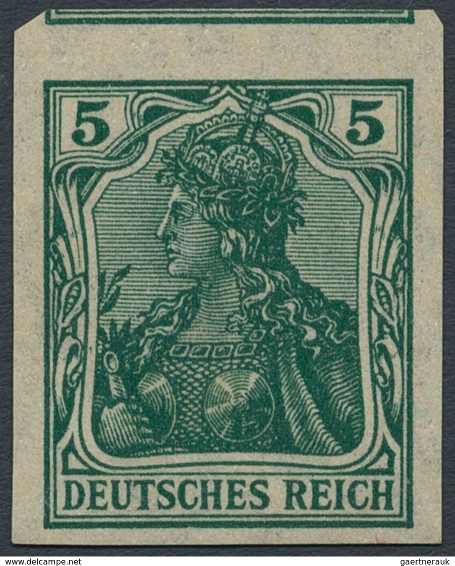 Deutsches Reich - Germania: 1915, 5 Pfg. Germania, Dreiseitig Genügend Breitrandiges, Ungezähntes Un - Unused Stamps