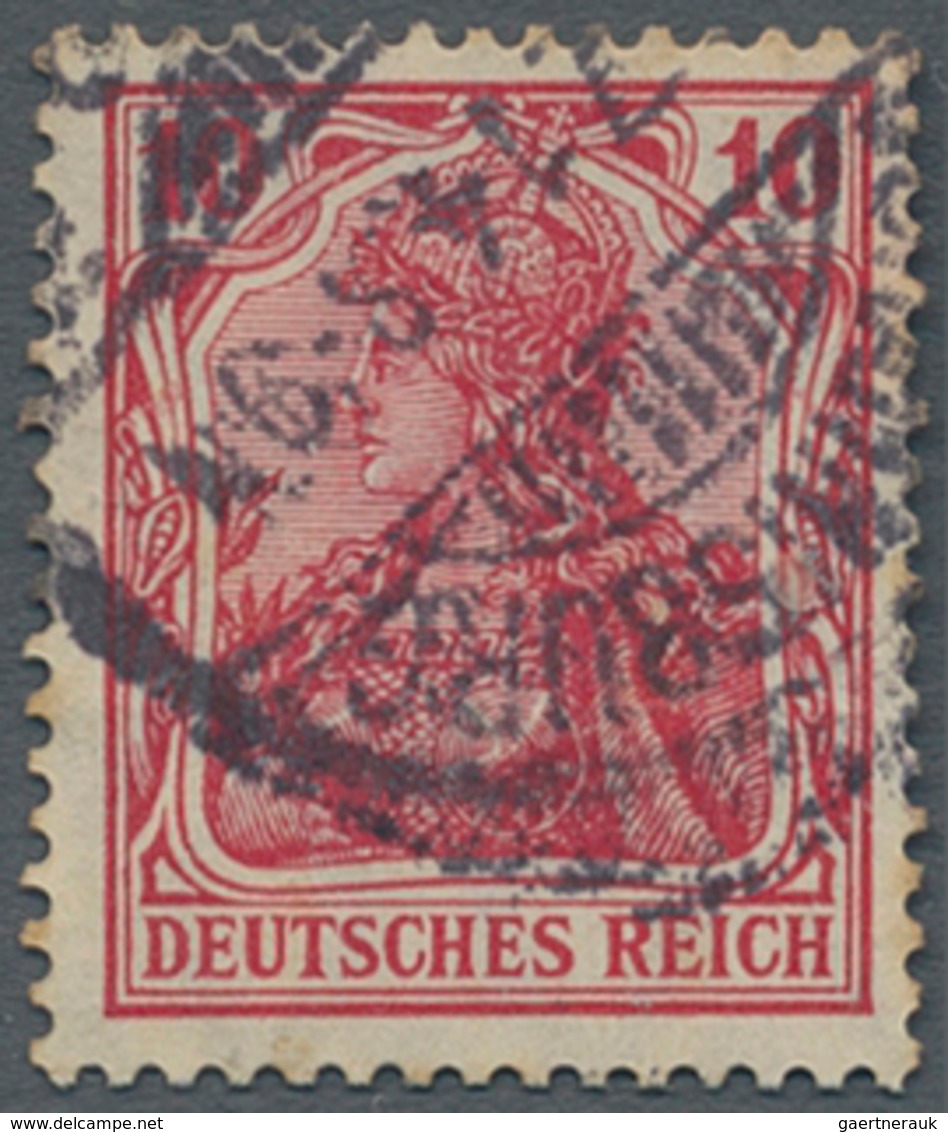 Deutsches Reich - Germania: 1912, 10 Pfg. Germania Dunkelrosarot Wegen Waagerechter Bugspur 1 Zahn H - Neufs