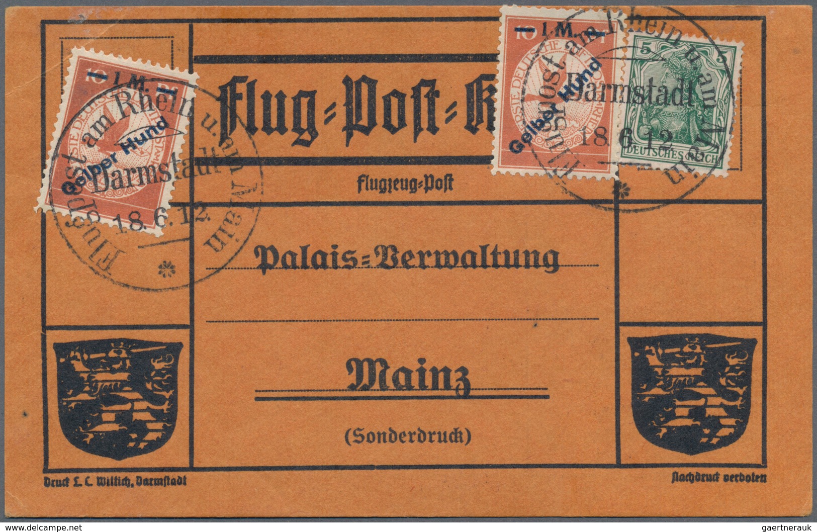 Deutsches Reich - Germania: 1912, Flugpost Am Rhein Und Main, 1 Mark "Gelber Hund", Zwei Stück Mit 5 - Unused Stamps