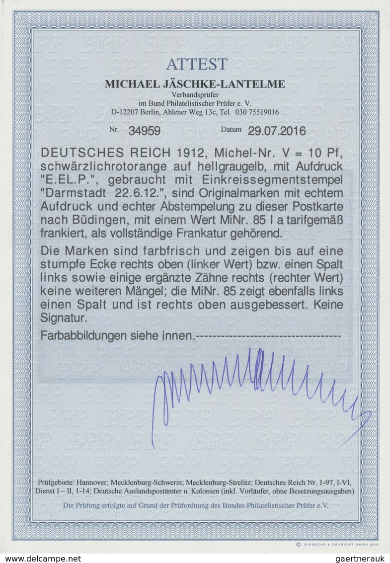 Deutsches Reich - Germania: 1912, Flugpost Rhein/Main, 10 Pf Mit Aufdruck E.EL.P., ZWEI Exemplare Mi - Unused Stamps