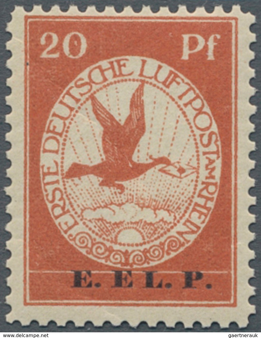 Deutsches Reich - Germania: 1912, Flugpost Rhein-Main 20 Pf Flugmarke "E.EL.P." Mit PLATTENFEHLER "P - Unused Stamps