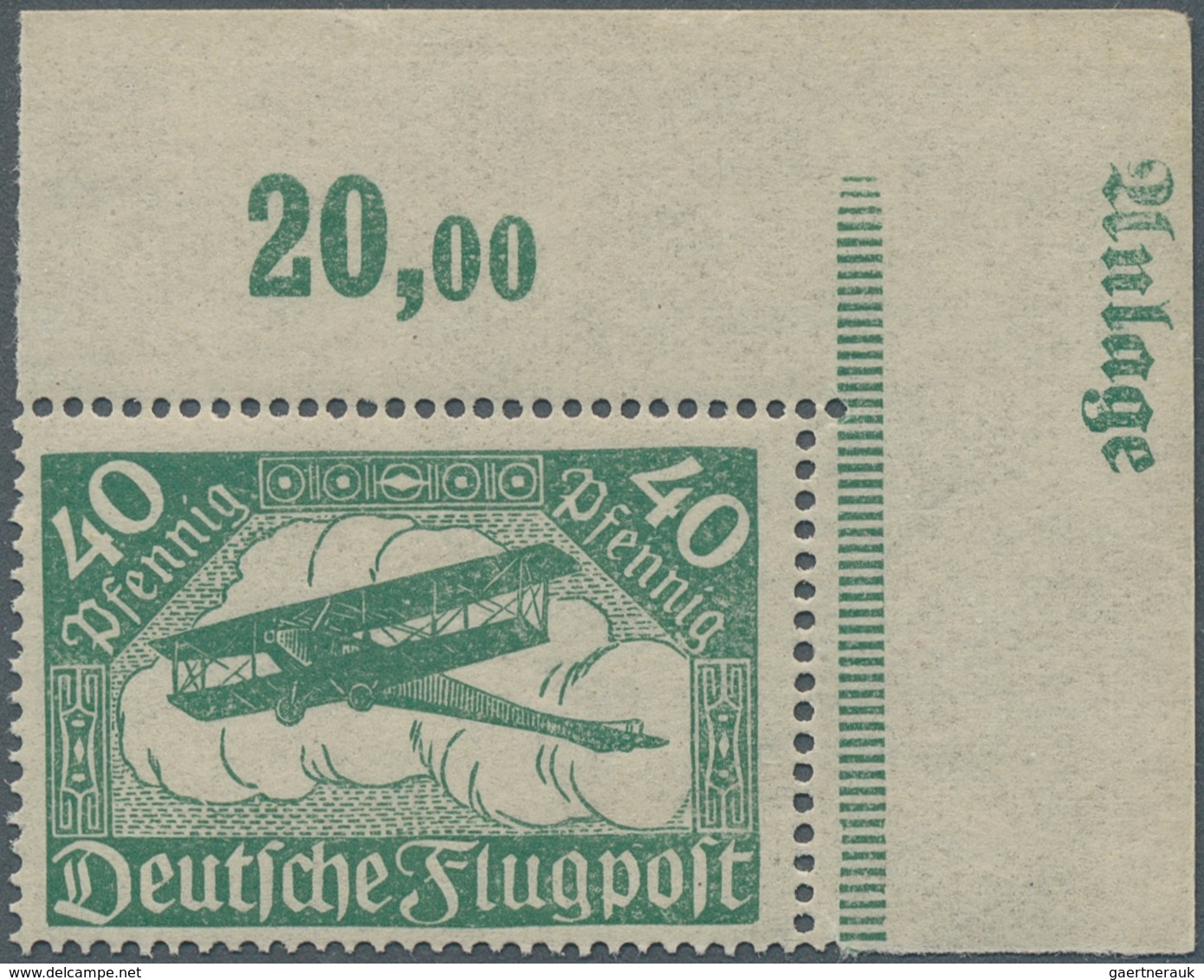 Deutsches Reich - Inflation: 1919, 40 Pfg. Blassgrün, Einwandfrei Postfrisch Aus Der Rechten Oberen - Covers & Documents