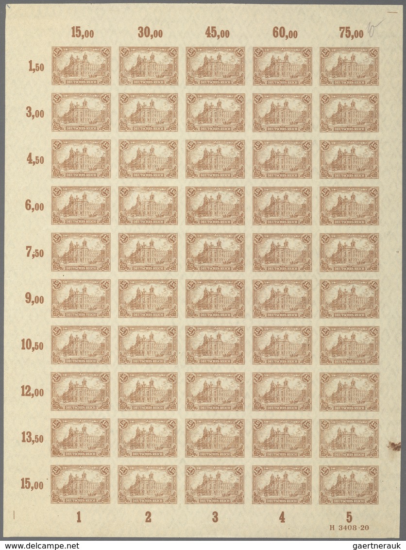 Deutsches Reich - Inflation: 1920, Germania 1.50 Mark Gelbbraun UNGEZÄHNTER ORIGINALBOGEN Zu 50 Mark - Lettres & Documents