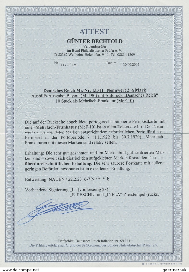 Deutsches Reich - Inflation: 1920, 2 1/2 Mark Abschiedsausgabe In Der Guten Type "II" Zu 10 Stück Al - Lettres & Documents