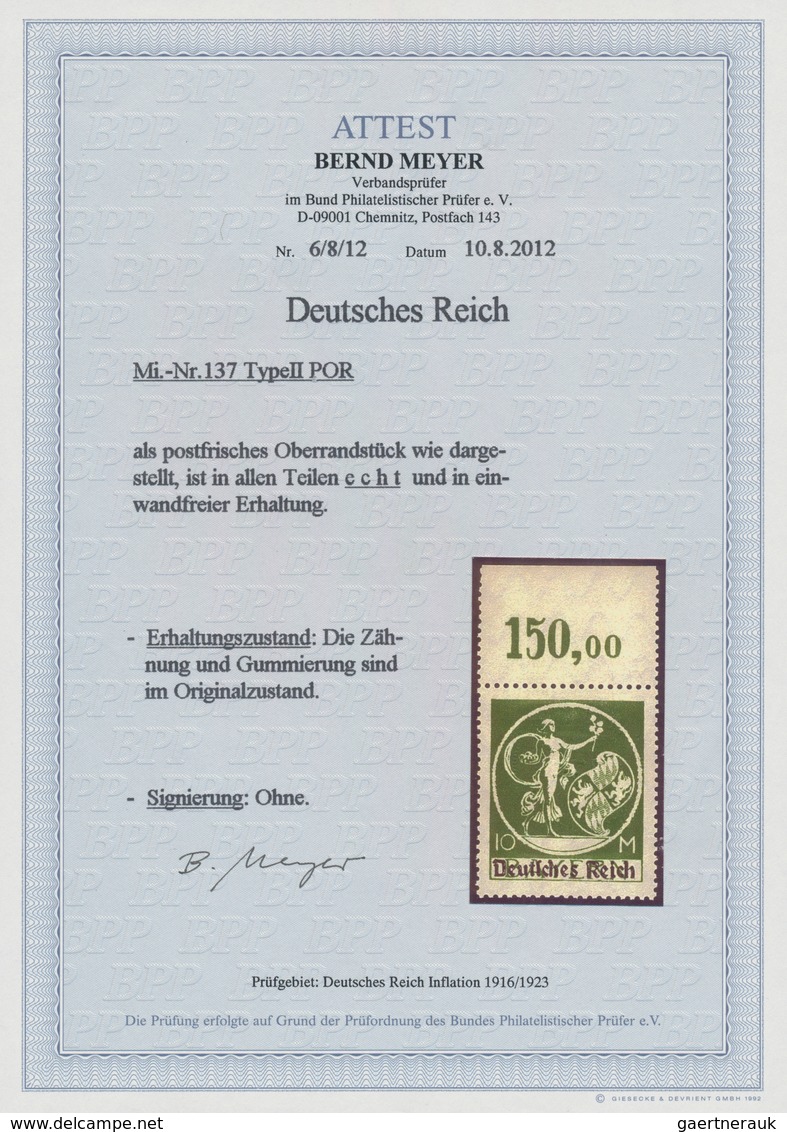 Deutsches Reich - Inflation: 1920, 10 M. Abschiedsserie Mit Aufdruck In Type II ("R" Geschlossen), E - Lettres & Documents