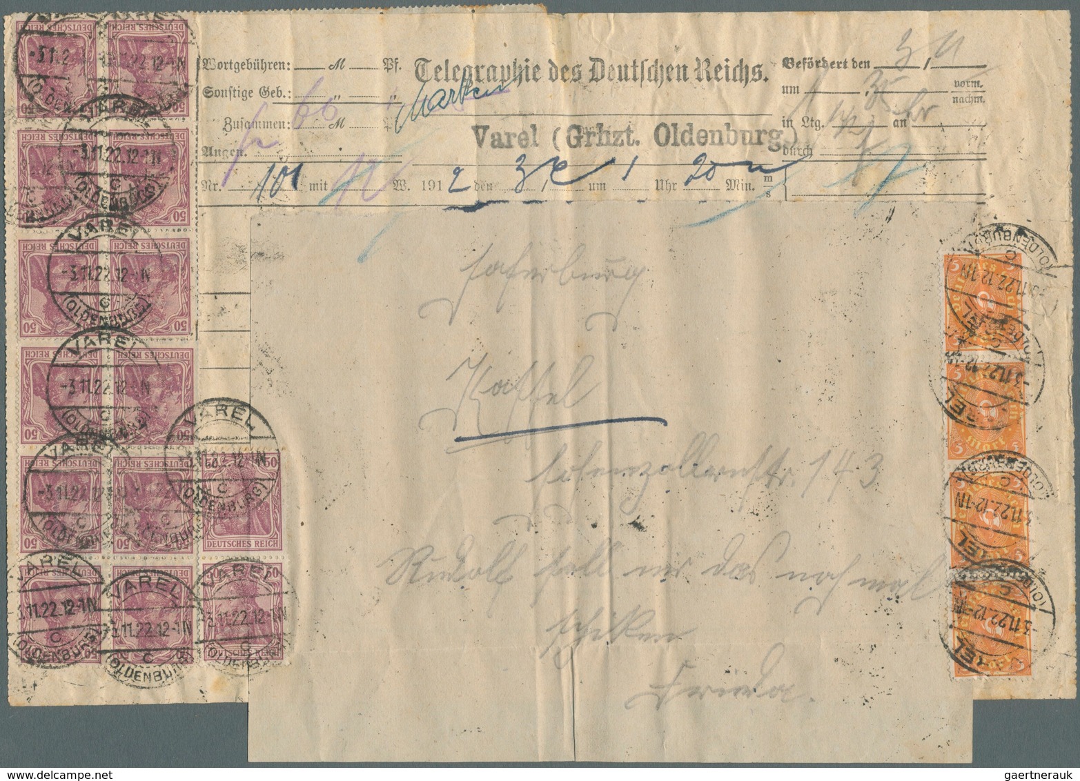 Deutsches Reich - Inflation: 1922, 50 Pfg. Germania, 80 Stück, Meist In Einheiten Und Senkrechter 4e - Lettres & Documents