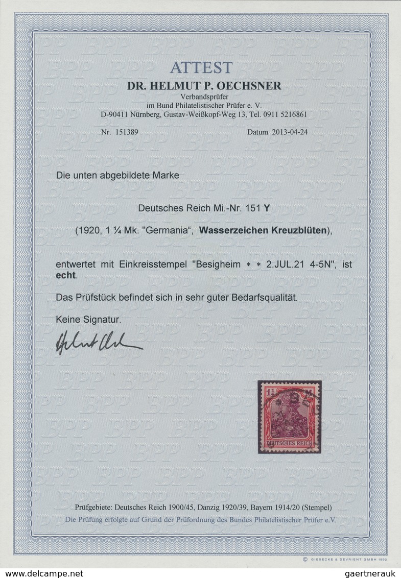 Deutsches Reich - Inflation: 1920, Germania 1 M. Mit WASSERZEICHENABART "Vierpass-Wasserzeichen", Sa - Covers & Documents