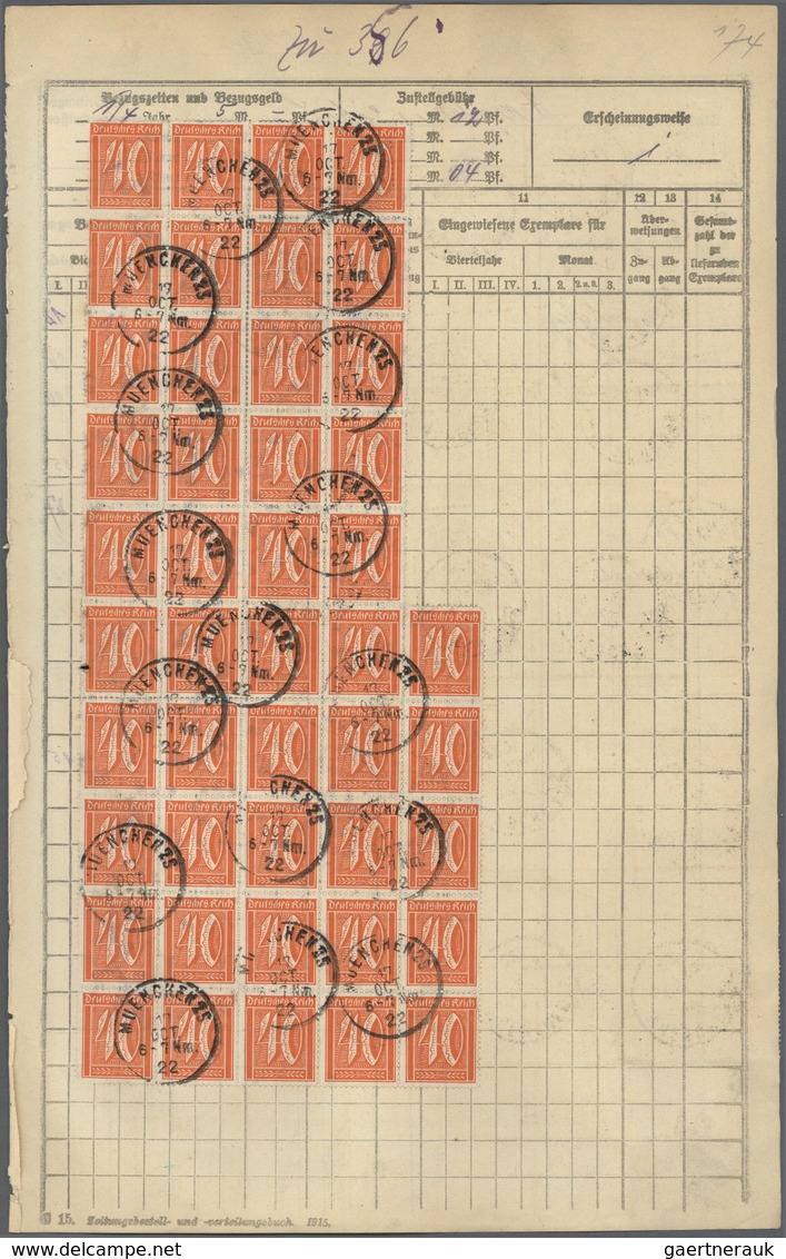 Deutsches Reich - Inflation: 1920/1921, 60 X 1 1/4 M Orangerot/karminlila Germania, Wz.1, Zusammen M - Briefe U. Dokumente