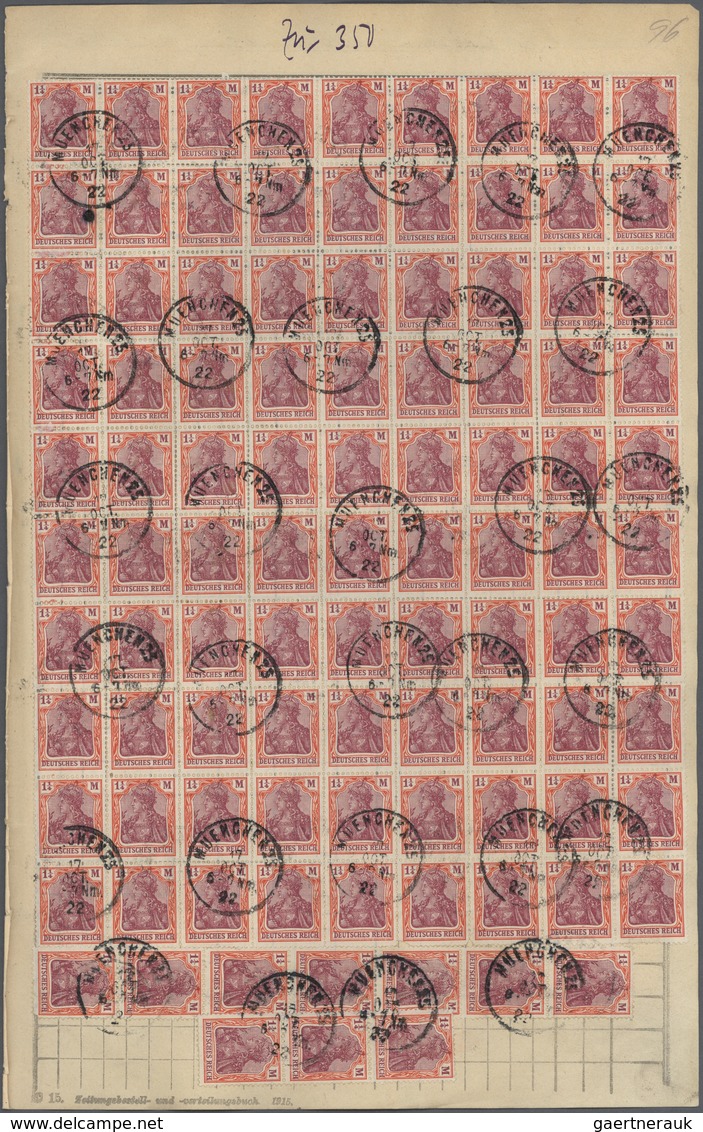 Deutsches Reich - Inflation: 1922, 40 Pf Orange Ziffer, 110 Stück, 60 Pf Bräunlichlila Arbeiter, 900 - Lettres & Documents