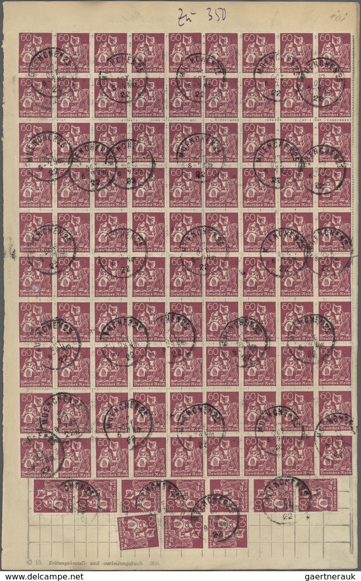 Deutsches Reich - Inflation: 1922, 40 Pf Orange Ziffer, 110 Stück, 60 Pf Bräunlichlila Arbeiter, 900 - Covers & Documents
