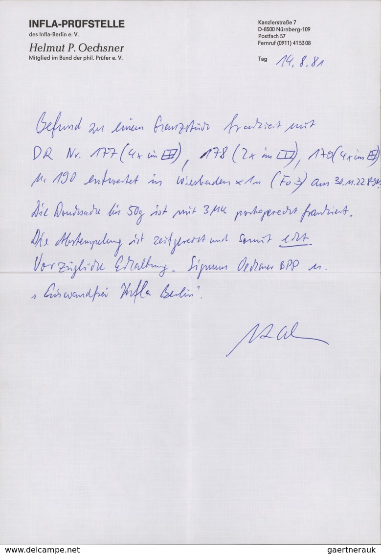 Deutsches Reich - Inflation: 1921, 5 Pfg. Und 15 Pfg. Ziffer Mit Wasserzeichen 2 Jeweils Im Viererbl - Lettres & Documents